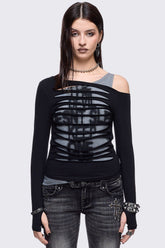 One Eye Open Slashed Top