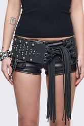 Petra Black Fringe Belt