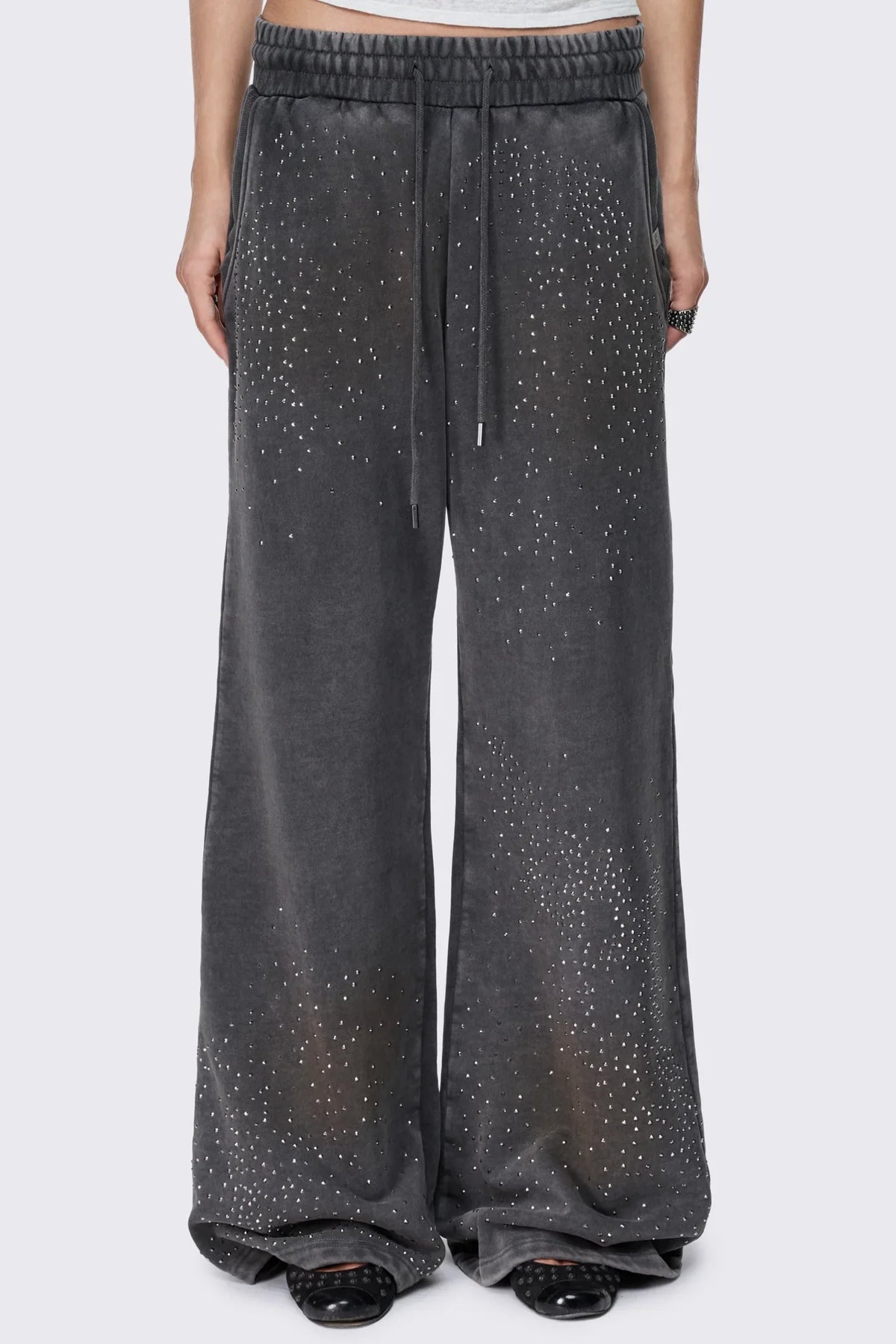 Gleam Mud Wash Rhinestone Sweatpants