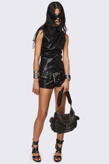 Null Faux Leather Vest Top