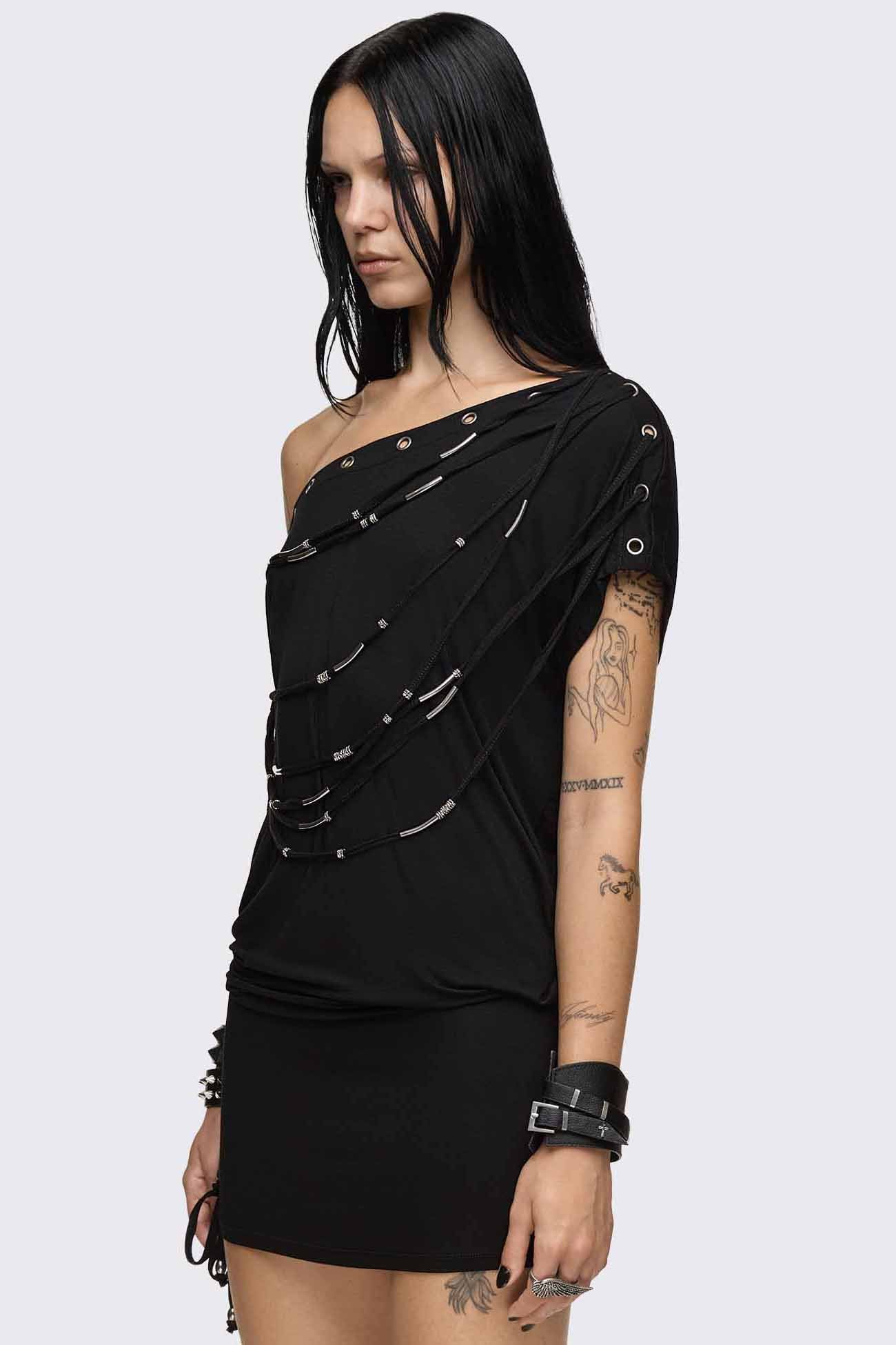 Romie Beaded Off-Shoulder Dress