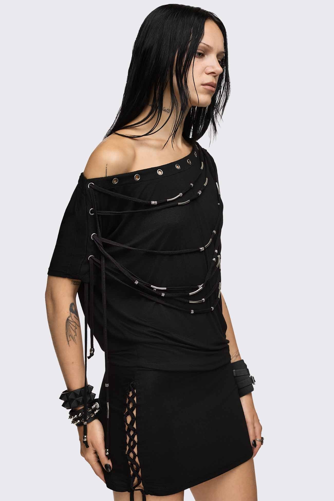 Romie Beaded Off-Shoulder Dress