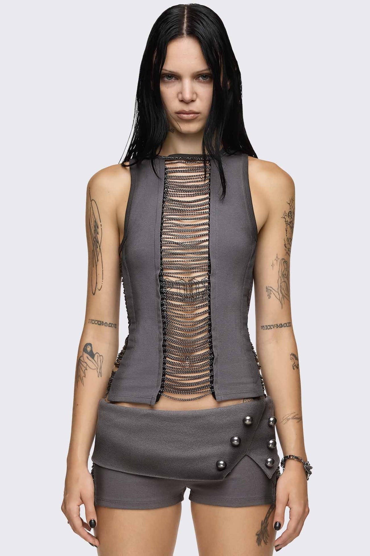 Wired Hanging Chain Cut Out Tank Top