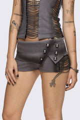 Wired Dark Grey Chain Mini Shorts