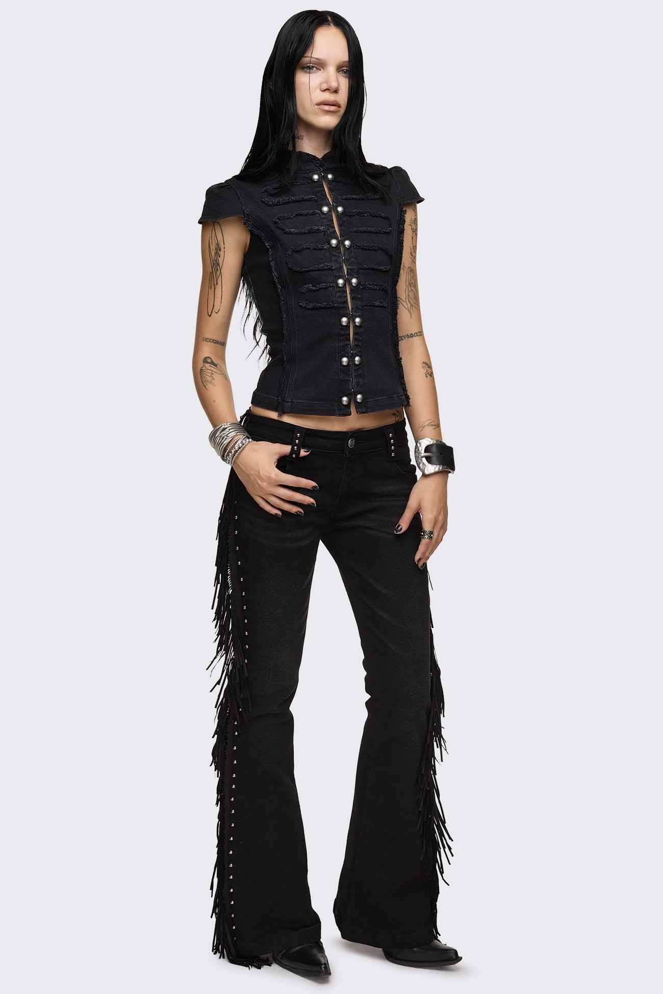 Sierra Fringe Flared Jeans