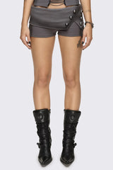Wired Dark Grey Chain Mini Shorts