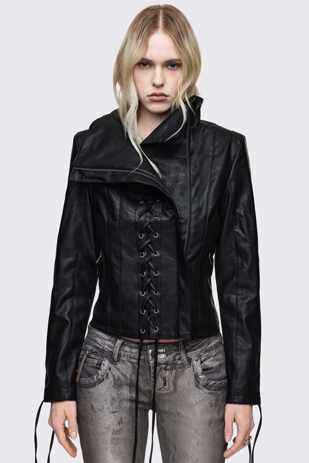 Dimension Lace Up Funnel Jacket