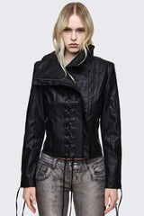 Dimension Lace Up Funnel Jacket