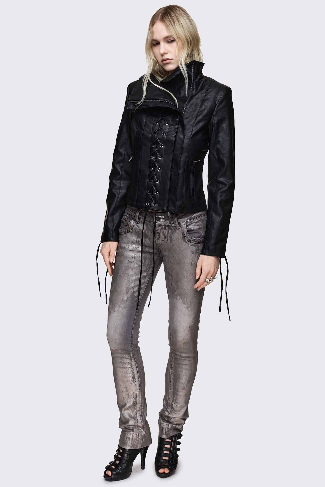 Dimension Lace Up Funnel Jacket