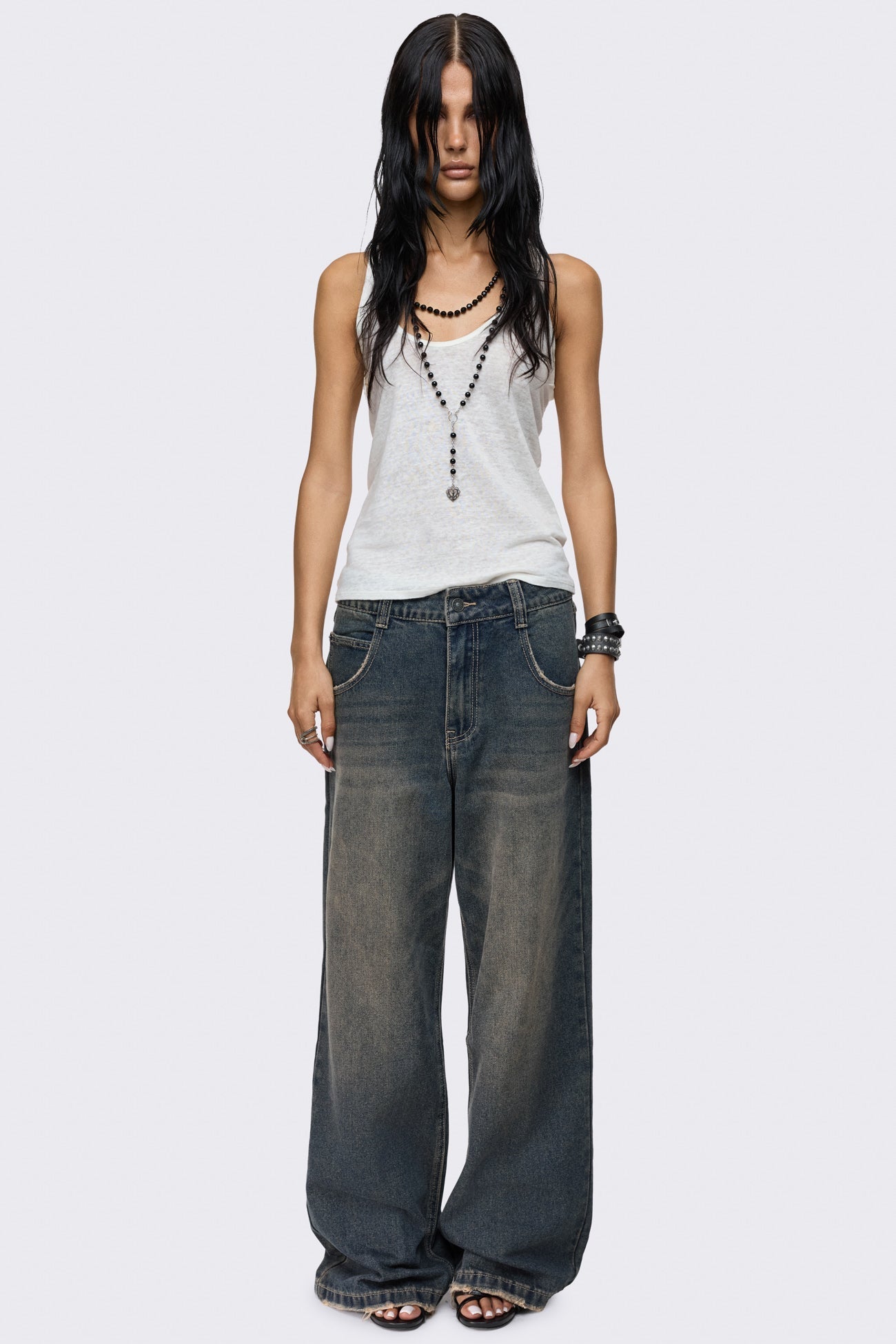 Rift Washed Blue Straight Baggy Jeans
