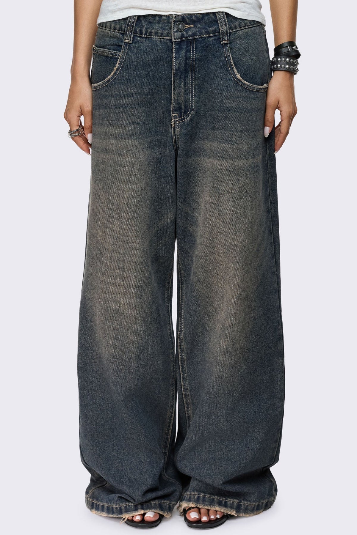Rift Washed Blue Straight Baggy Jeans