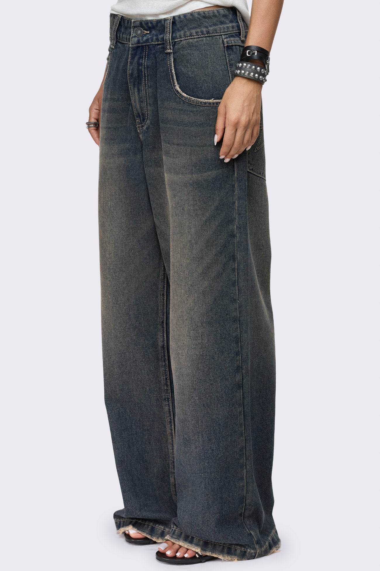 Rift Washed Blue Straight Baggy Jeans