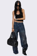Rift Indigo Oil Straight Baggy Jeans