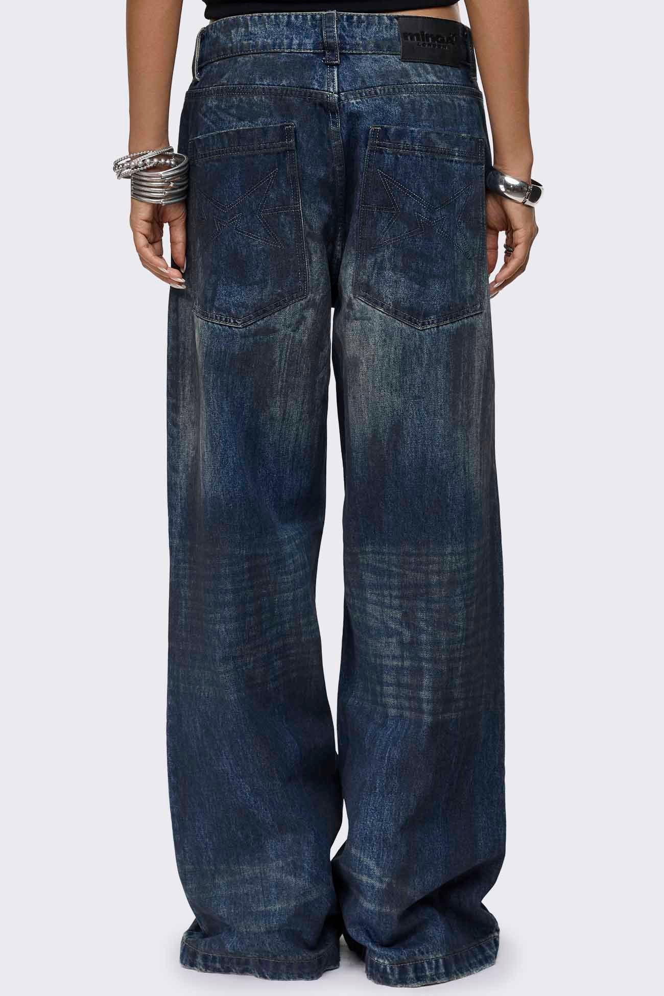 Rift Indigo Oil Straight Baggy Jeans