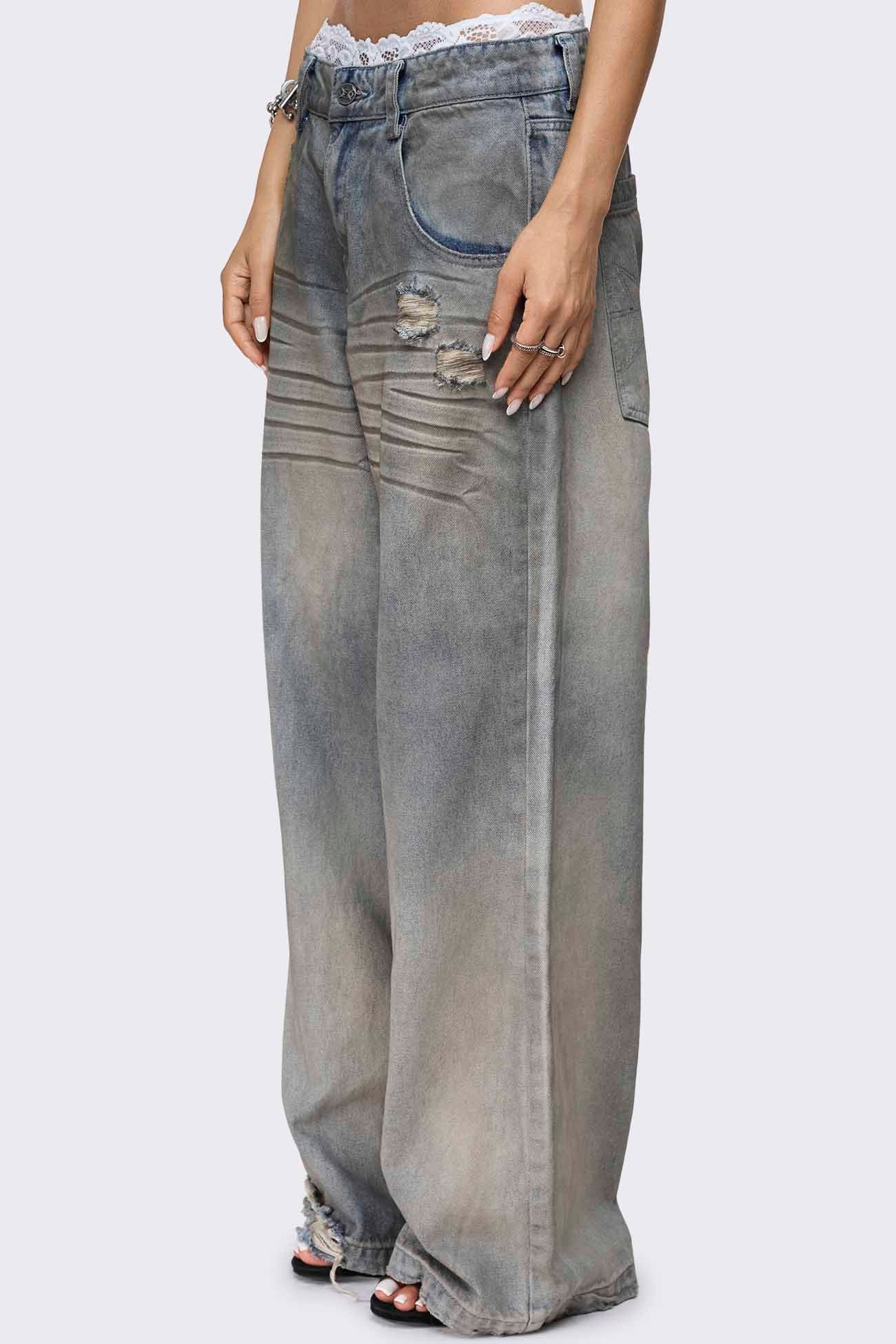 Rift Dirty Blue Straight Baggy Jeans