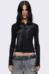 Noa Black Graphic Henley