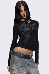 Noa Black Graphic Henley