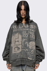 Relapse Washed Patch Graphic Zip Up Hoodie