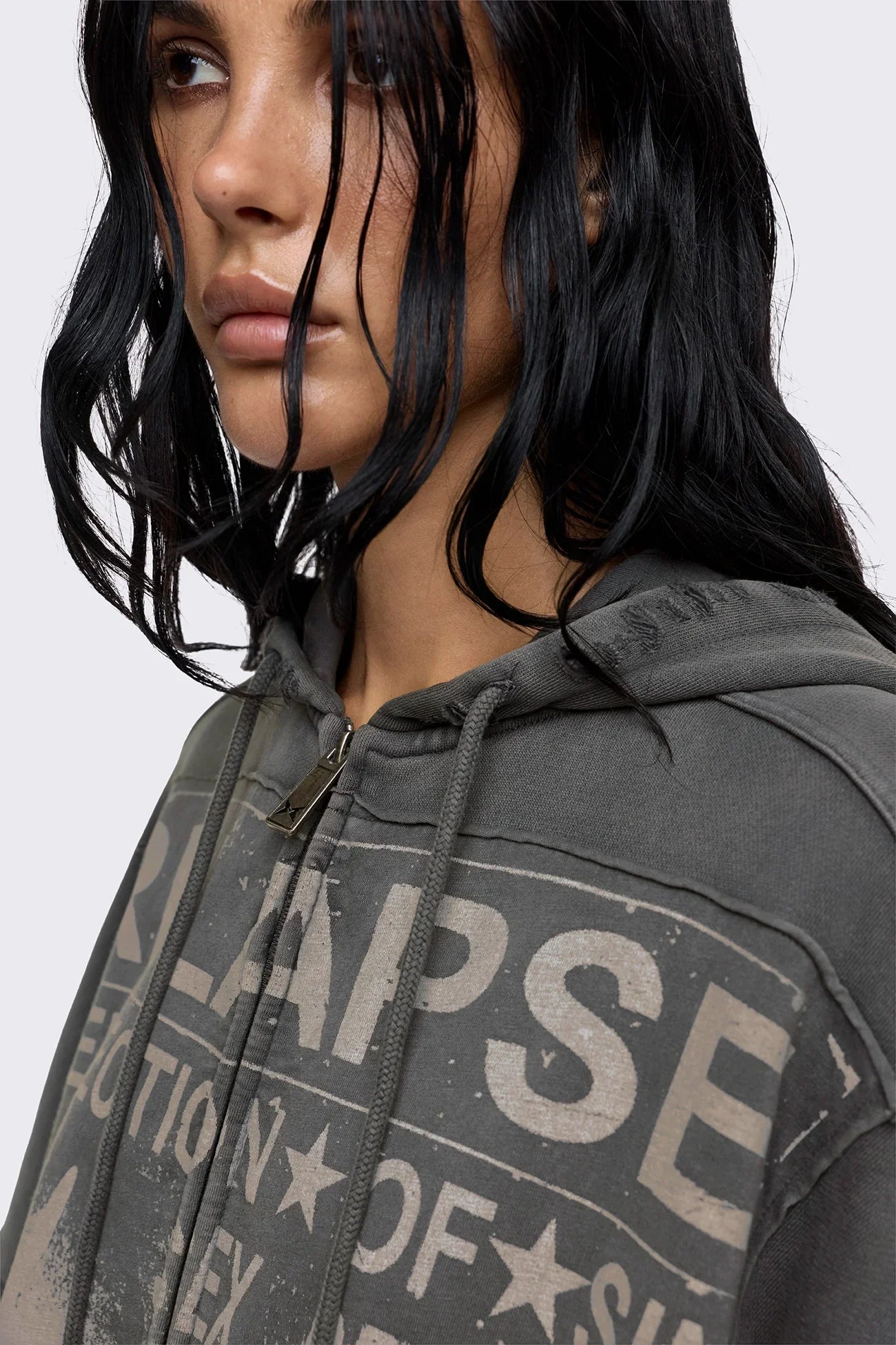 Relapse Washed Patch Graphic Zip Up Hoodie