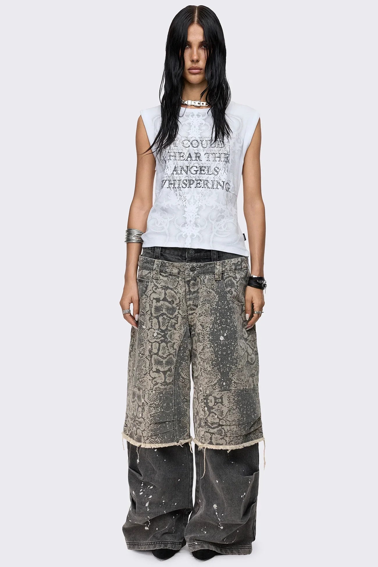 Rift Snake Layered Straight Baggy Jeans