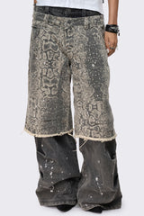 Rift Snake Layered Straight Baggy Jeans