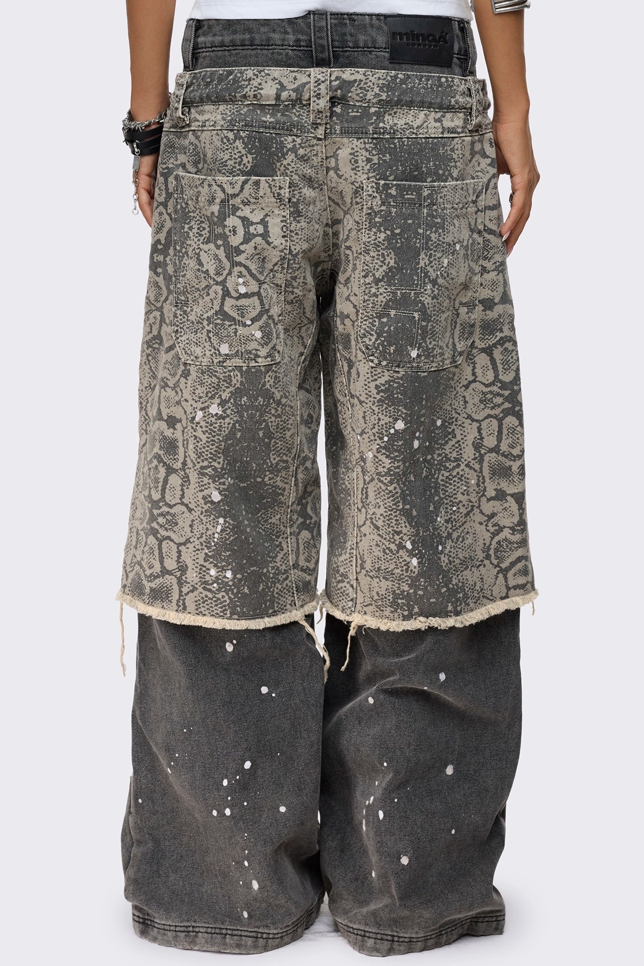 Rift Snake Layered Straight Baggy Jeans