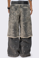 Rift Snake Layered Straight Baggy Jeans