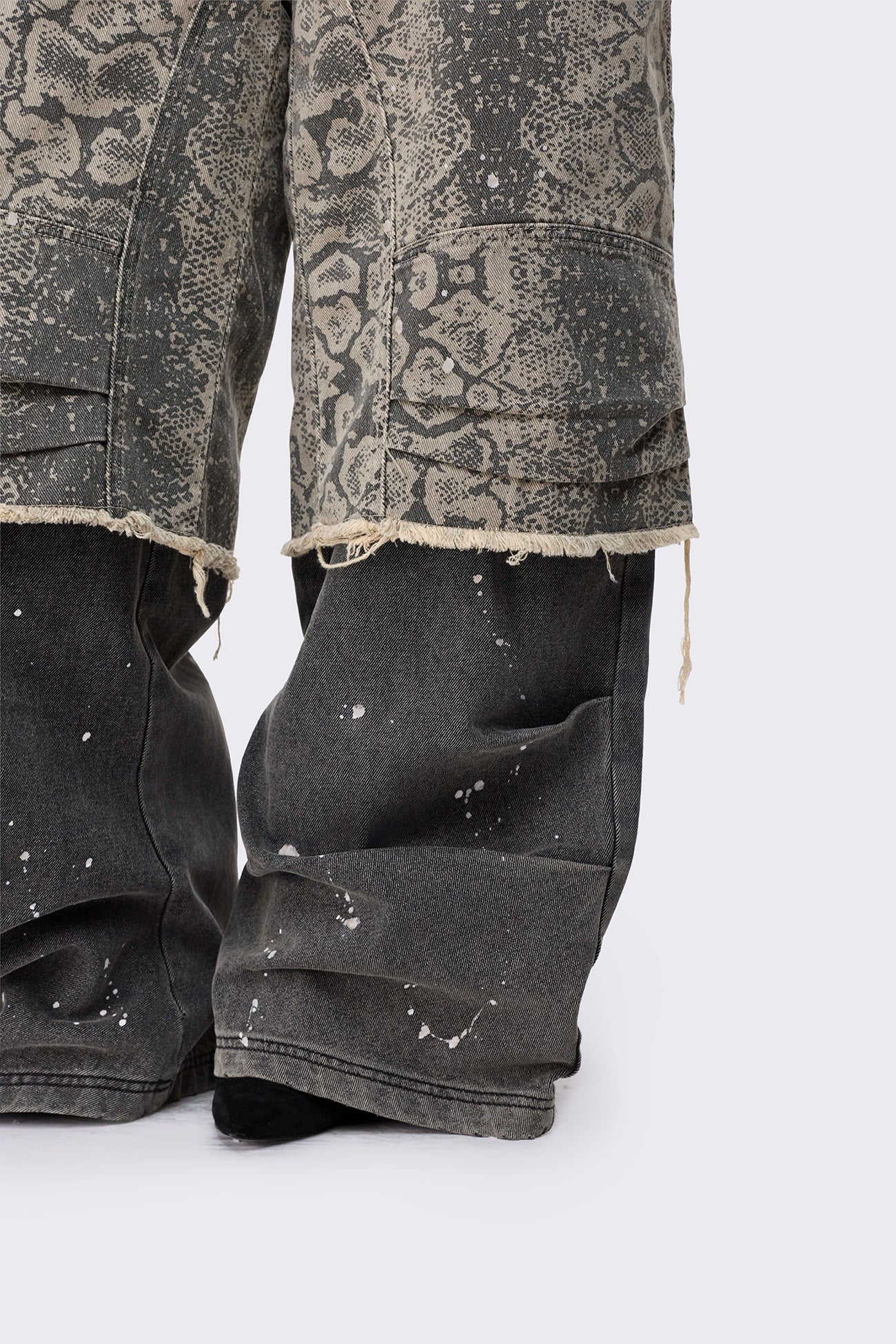 Rift Snake Layered Straight Baggy Jeans