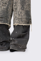 Rift Snake Layered Straight Baggy Jeans