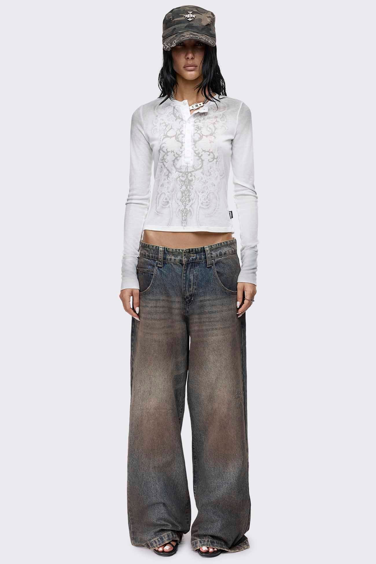 Rift Mud Blue Straight Baggy Jeans