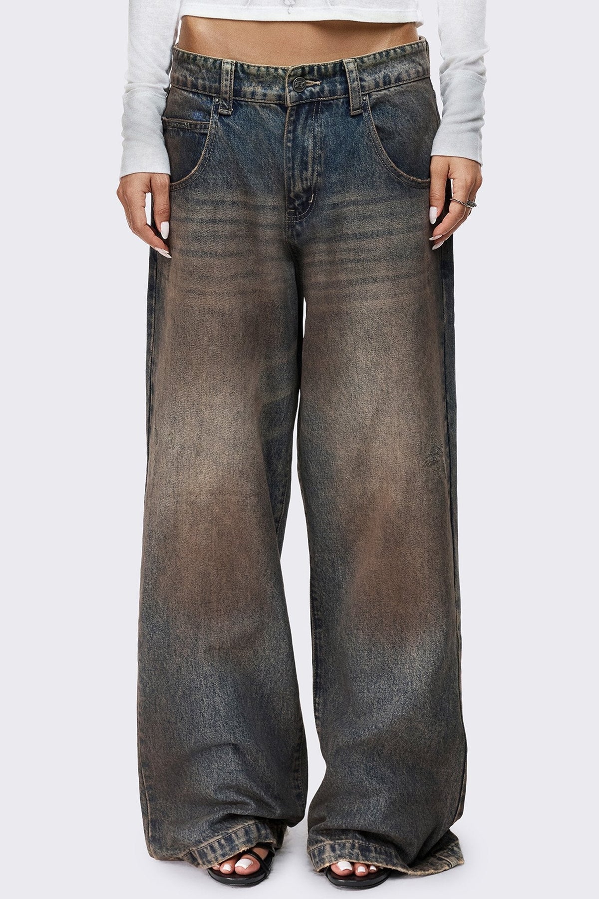 Rift Mud Blue Straight Baggy Jeans