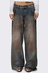Rift Mud Blue Straight Baggy Jeans
