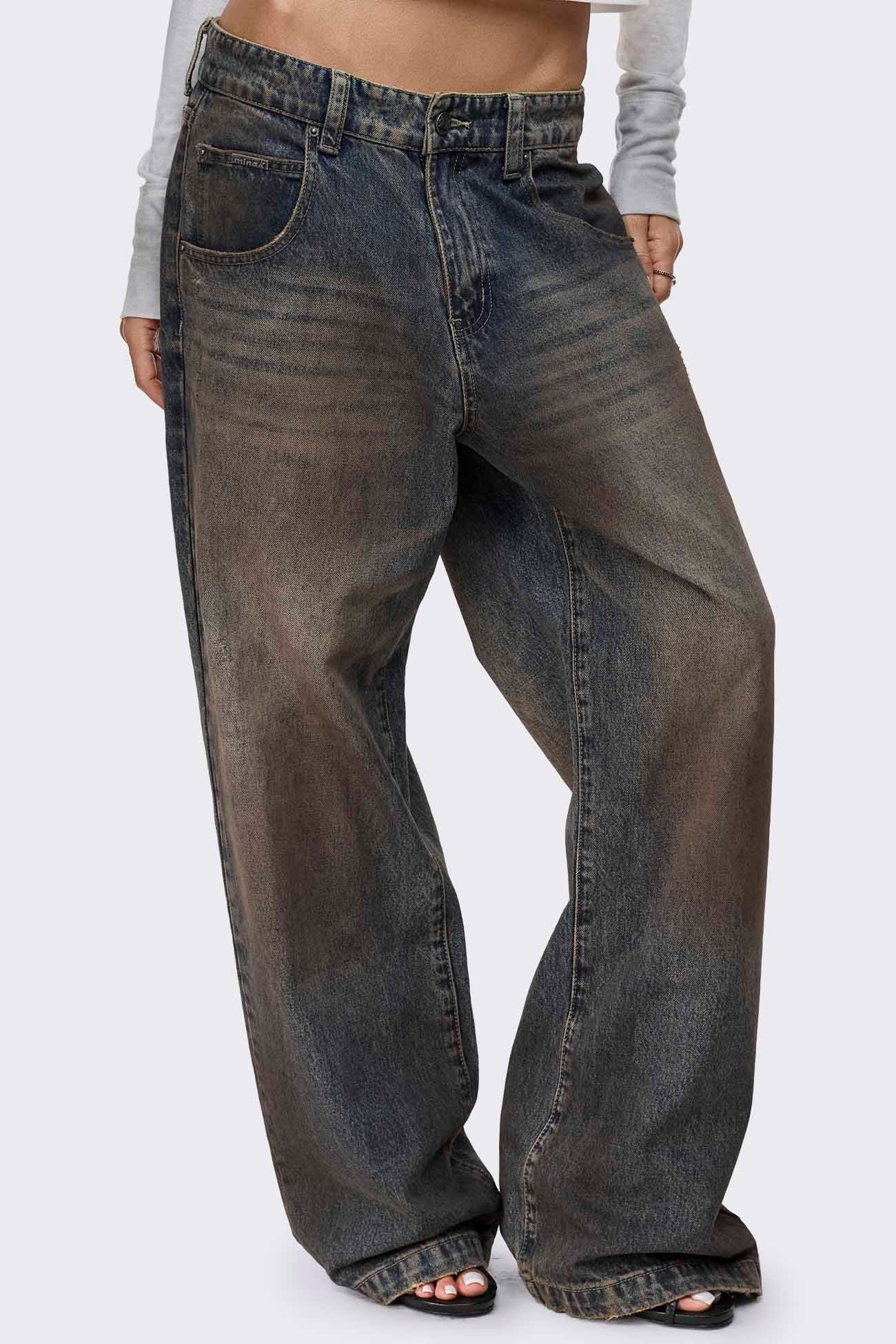 Rift Mud Blue Straight Baggy Jeans