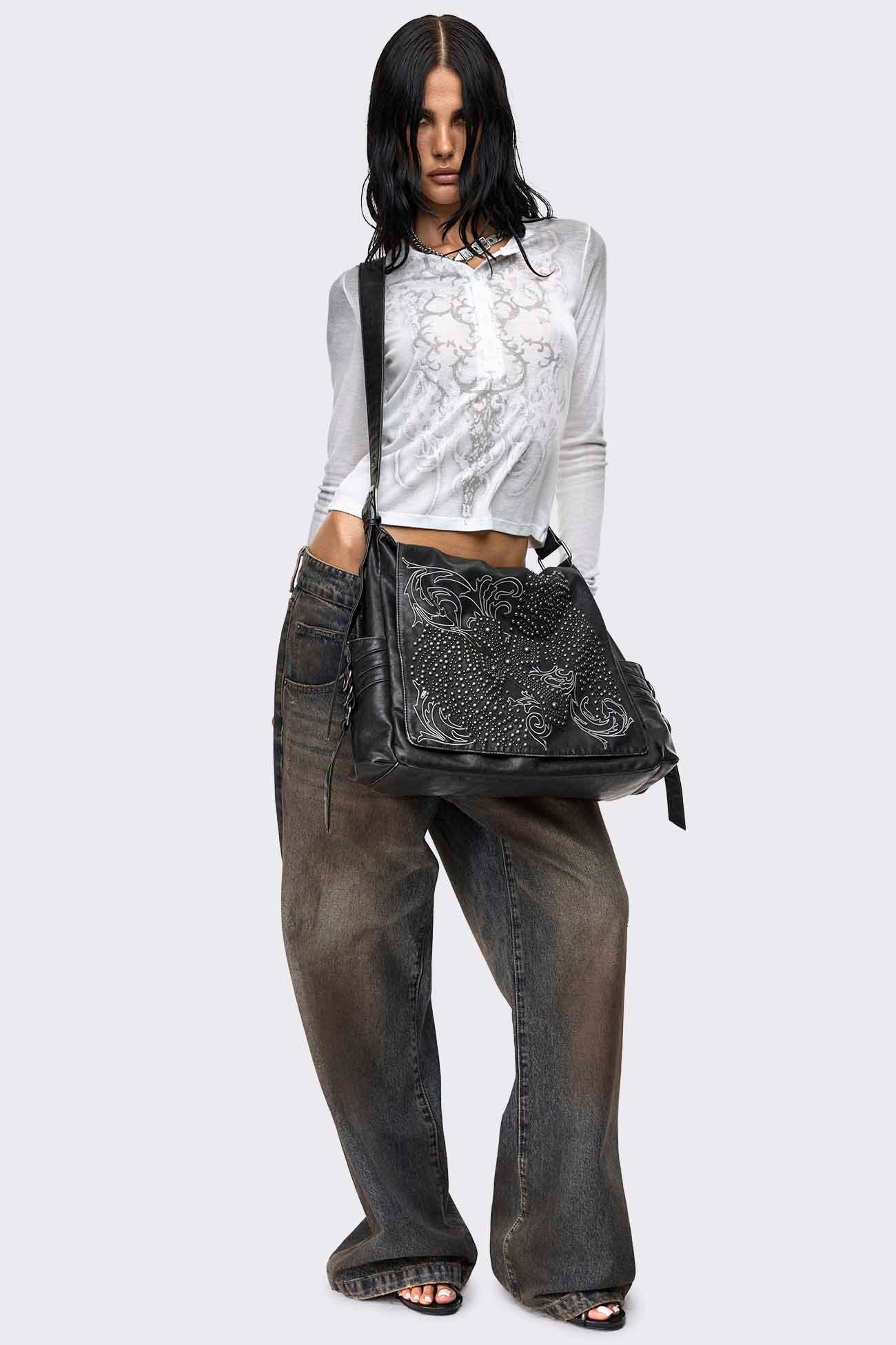 Ritual Washed Studded Messenger Bag