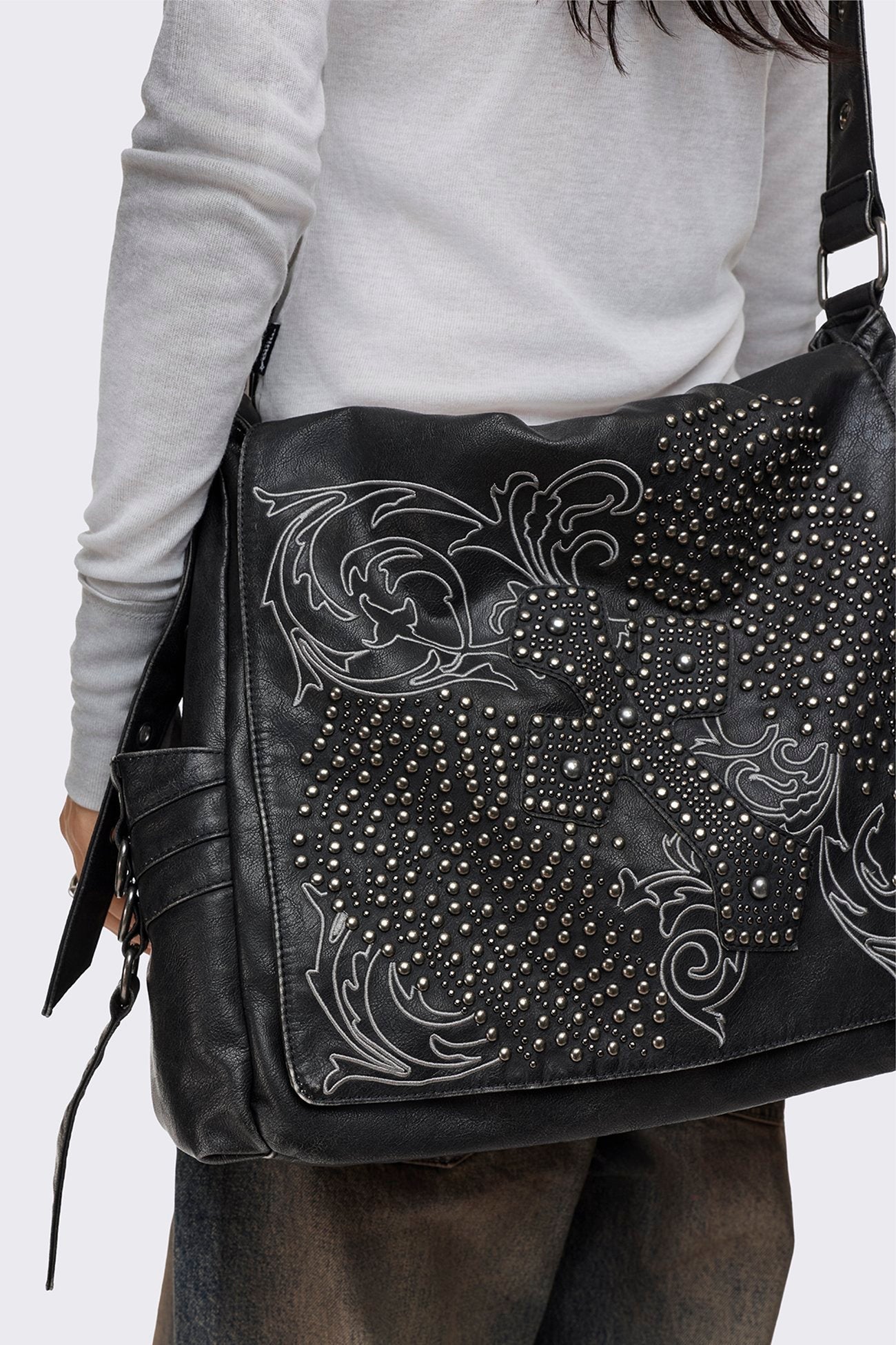 Ritual Washed Studded Messenger Bag