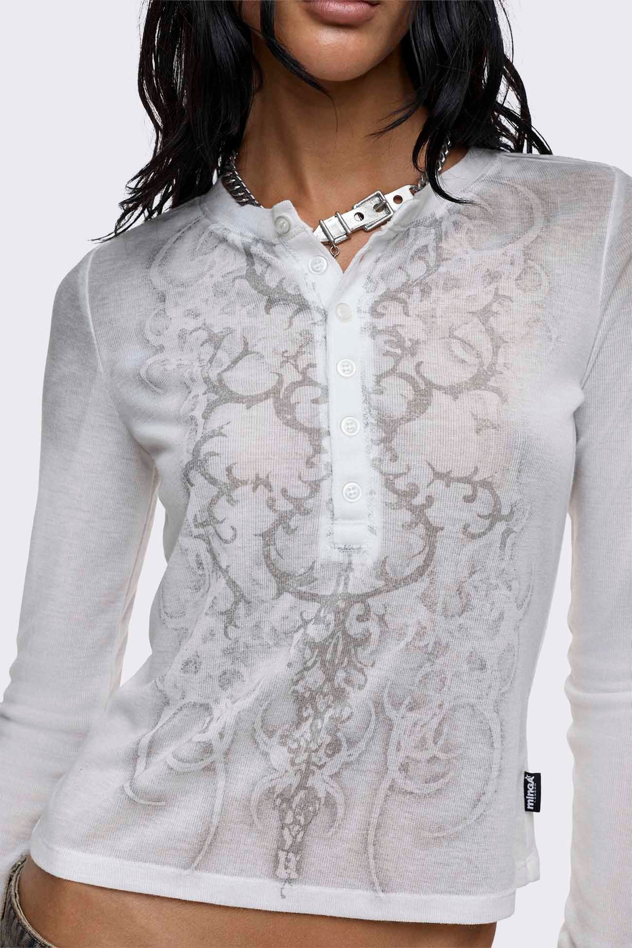 Noa Off White Graphic Henley