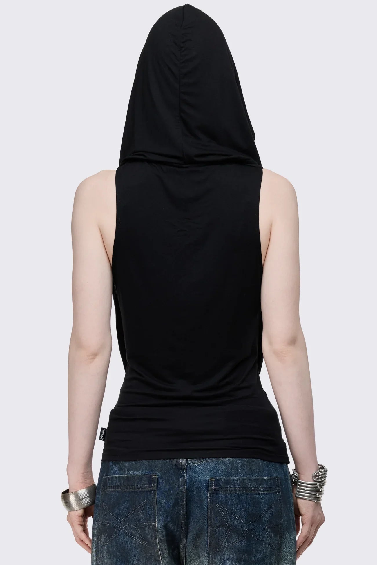 Phoenix Black Studded Cowl Hood Vest Top