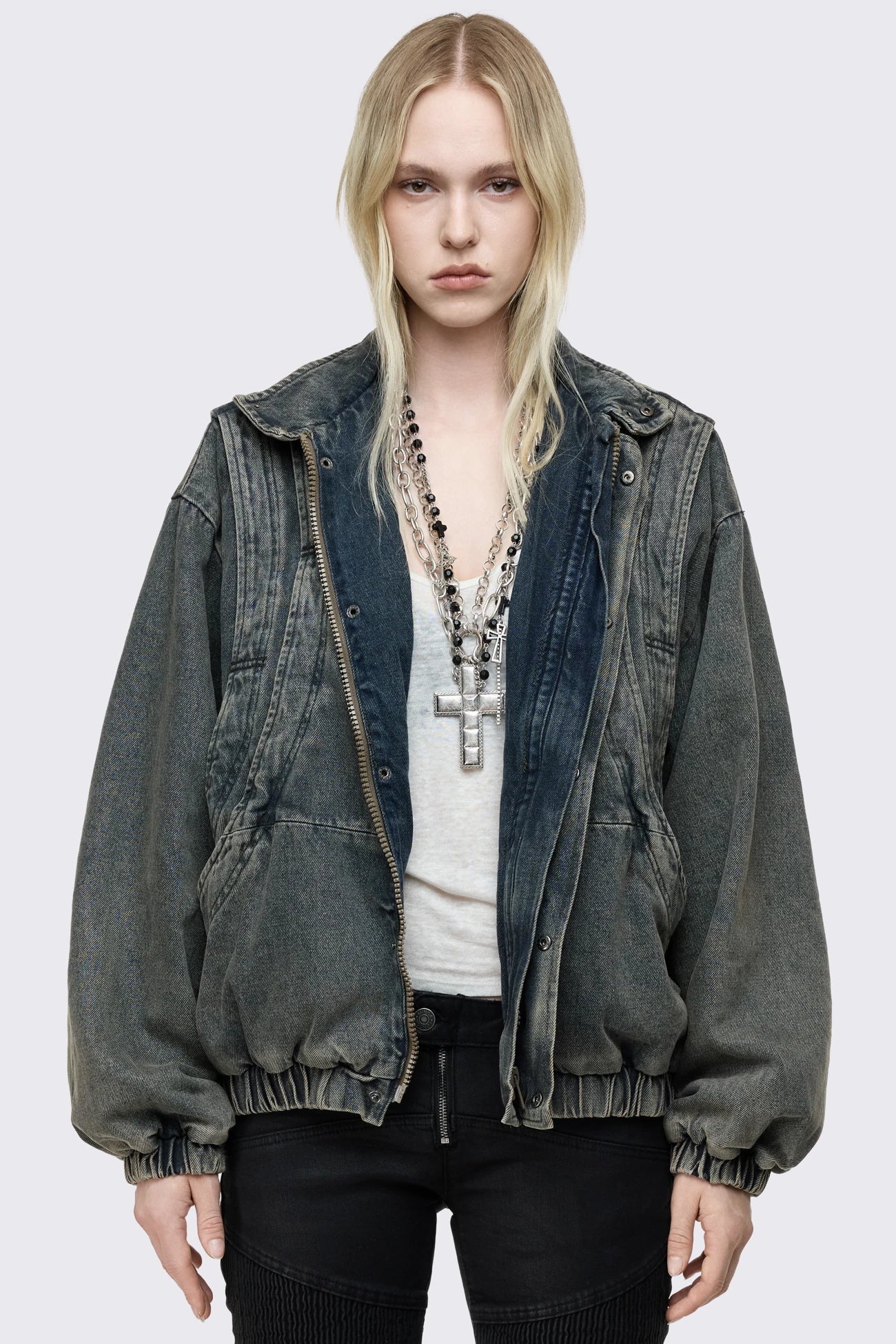 Elix Blue Funnel Bomber Jacket