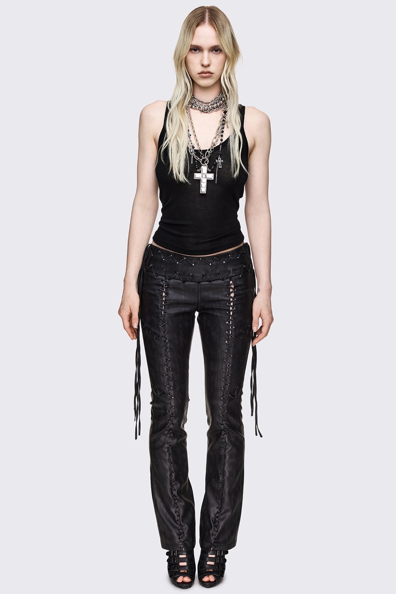 Backlash Zig Zag Lace Up Bootcut Pants