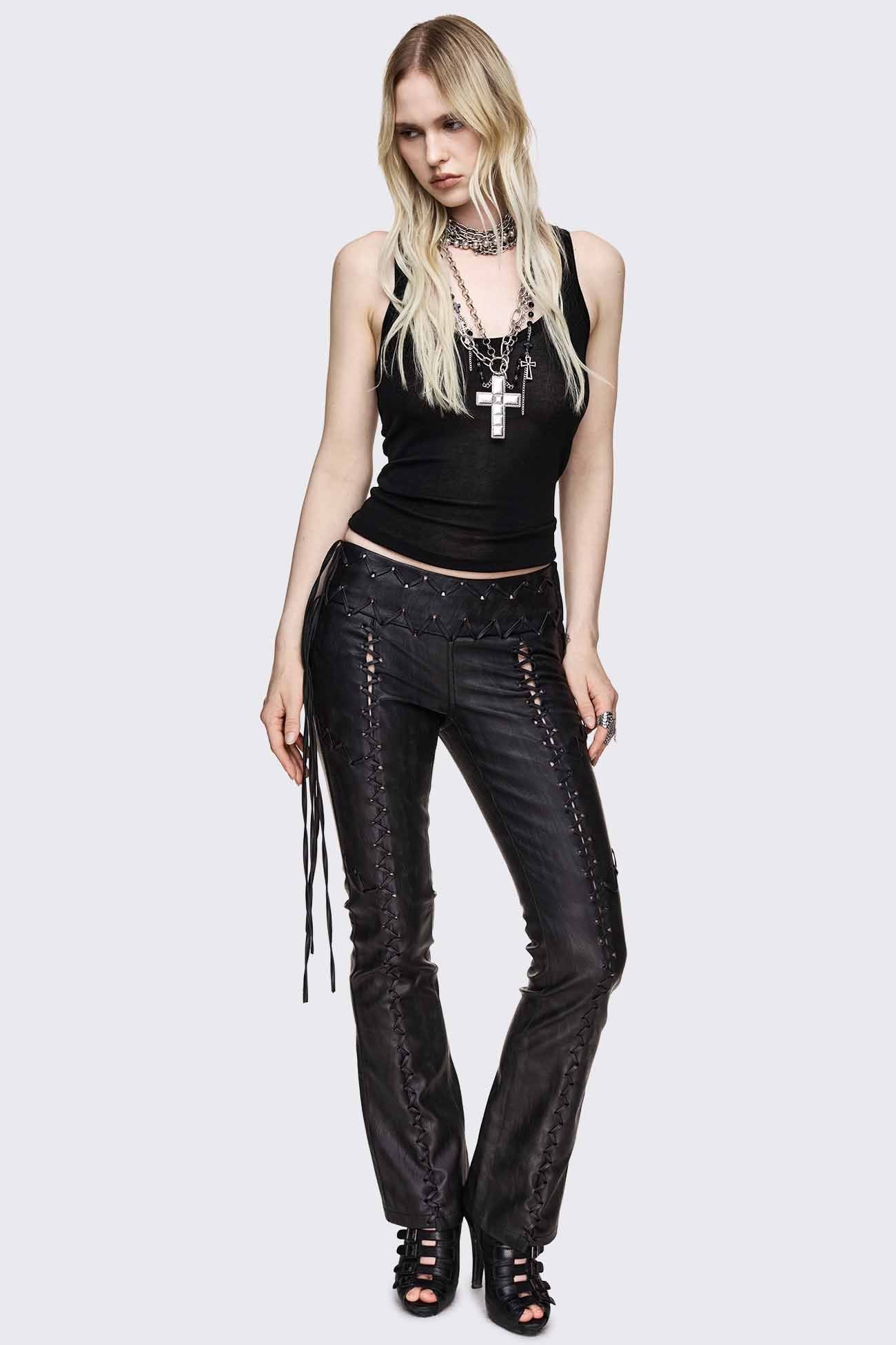 Backlash Zig Zag Lace Up Bootcut Pants