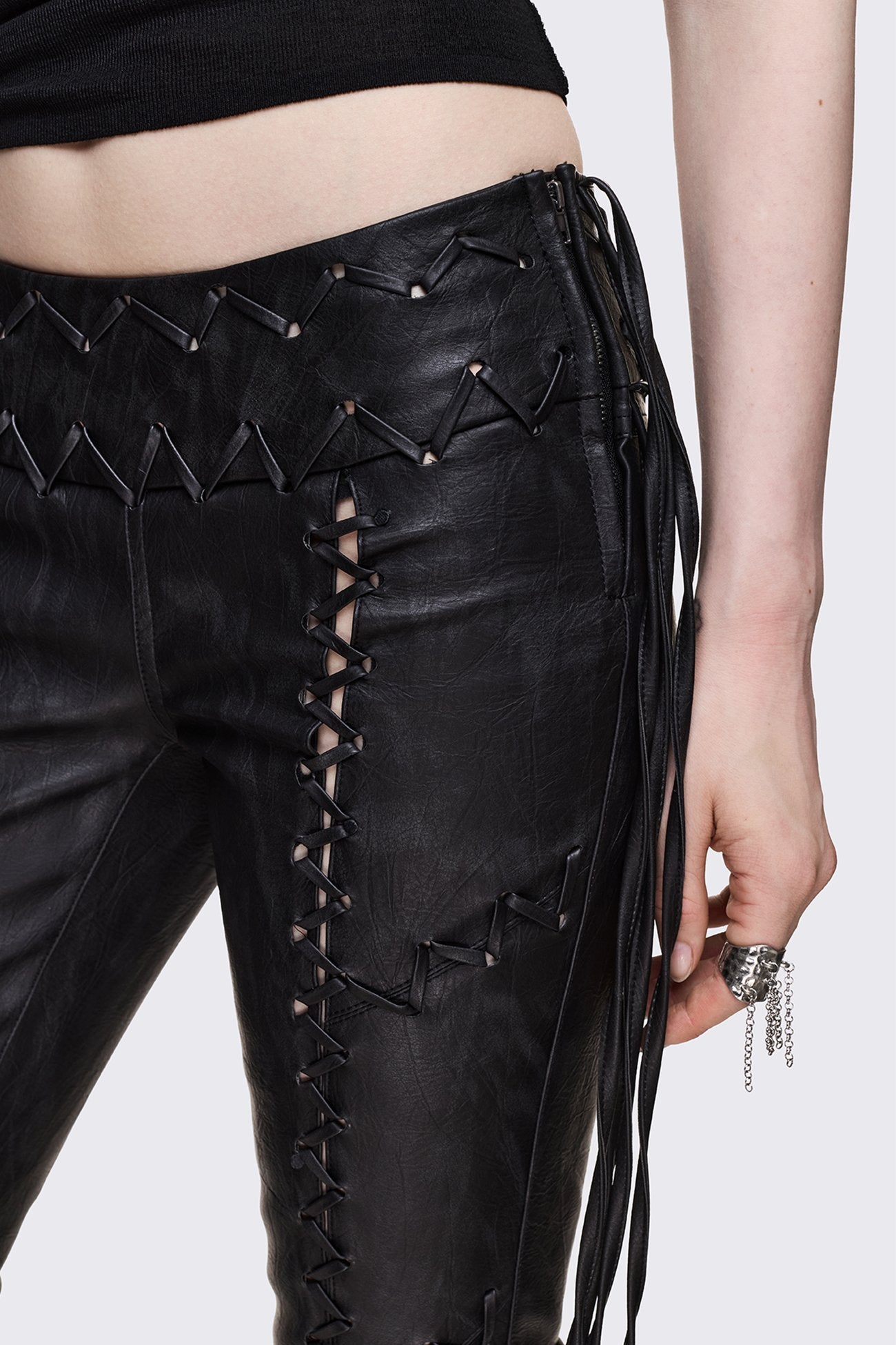 Backlash Zig Zag Lace Up Bootcut Pants