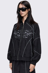 Void Black Sigil Graphic Windbreaker Jacket