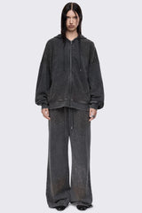 Gleam Mud Wash Rhinestone Zip Up Hoodie