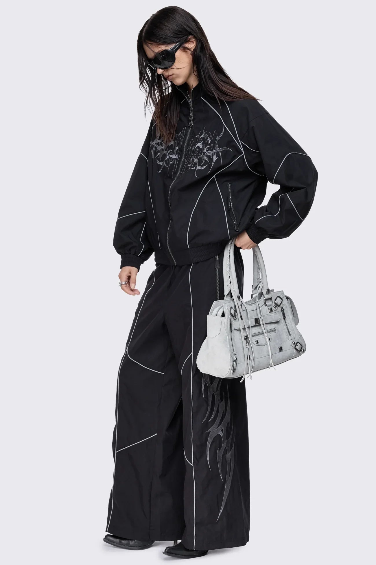 Void Black Sigil Graphic Windbreaker Jacket