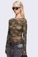 Camo Crush Mesh Top