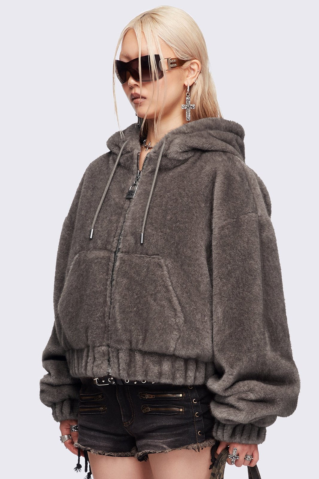 Cat Ear Brown Faux Fur Jacket