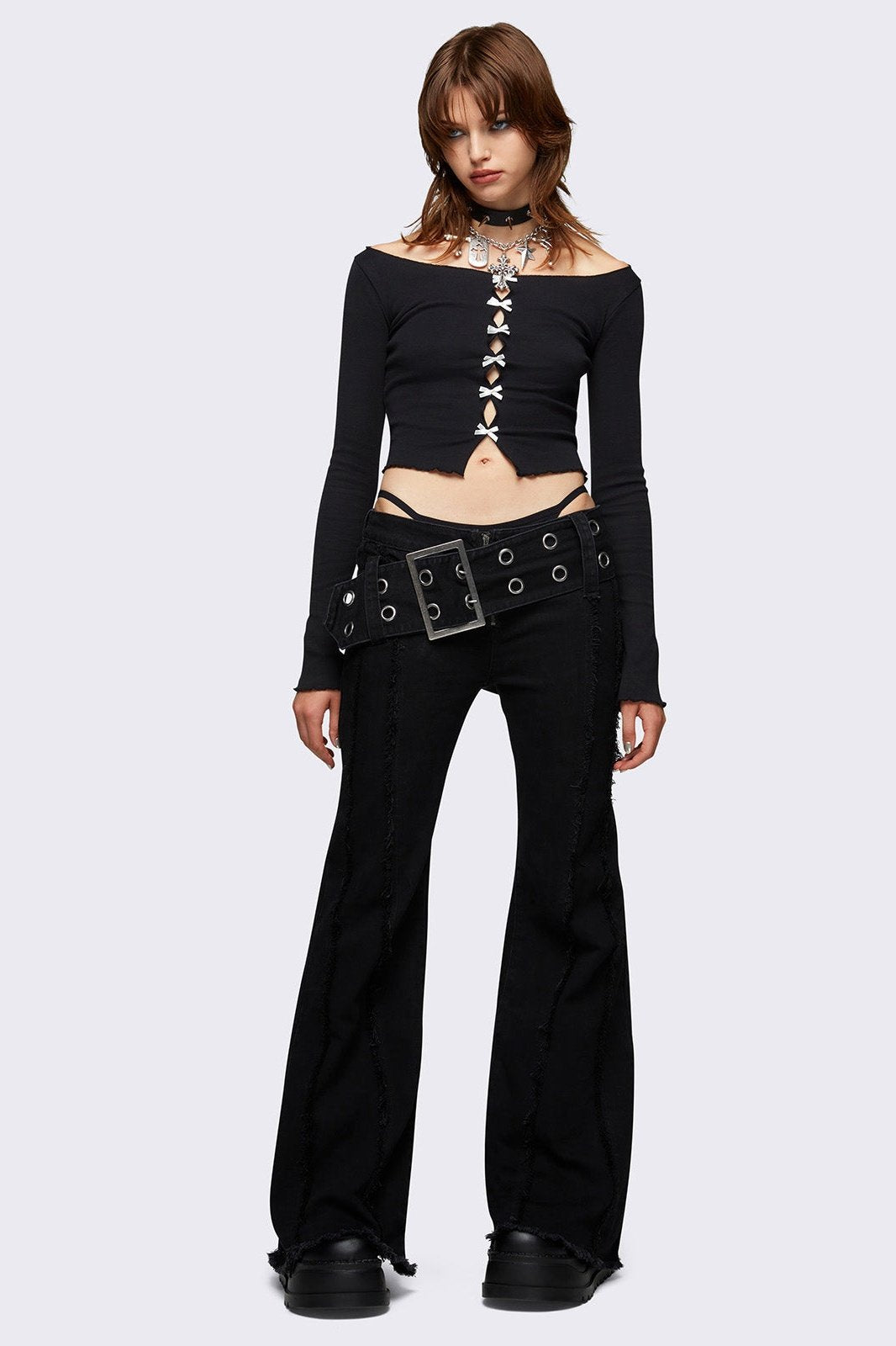 Gia Belted Flared Jeans