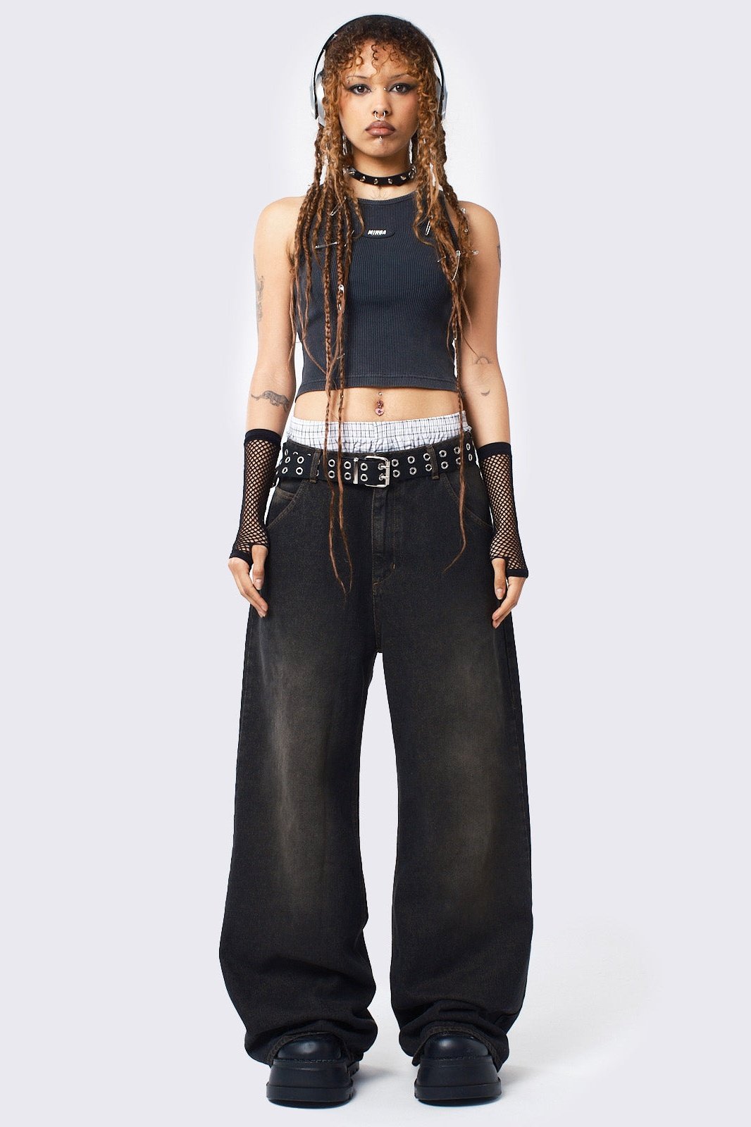 Echo Black Overdye Baggy Jeans
