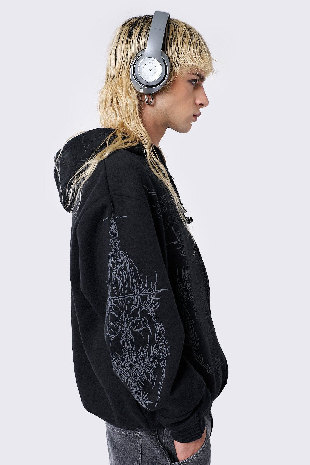 Enigmatic Black Zip Up Hoodie