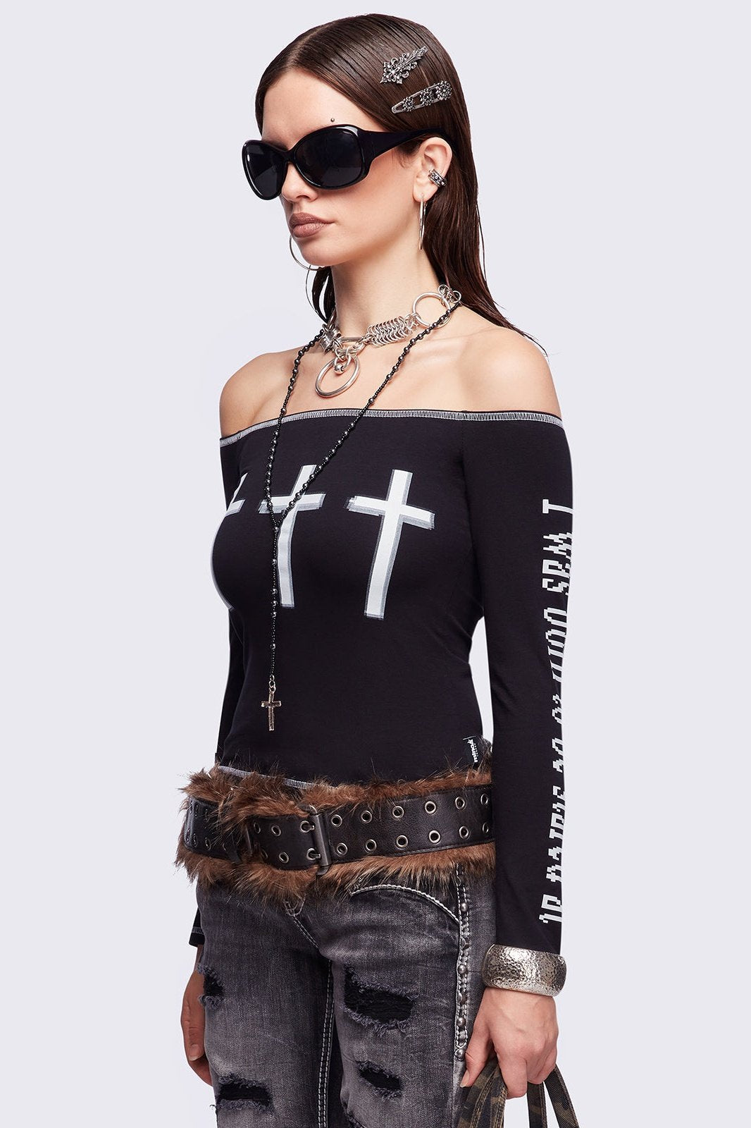 Look at Me Black Off-Shoulder Top